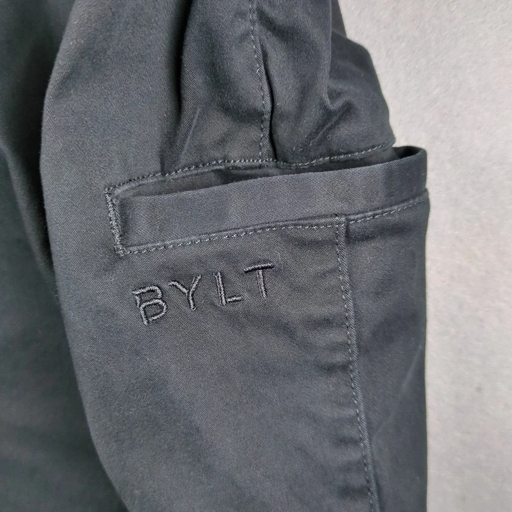 BYLT Stretch Chino Pants Mens 36x25 (34x25) Black Casual Pant Utility Pocket